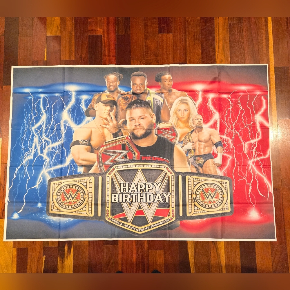 WWE Happy Birthday Backdrop, Banner and Cake Topper